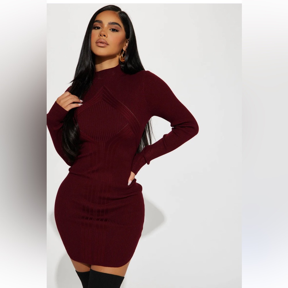 FashionNOVA XS Burgundy Cold as Ice Mini Dress